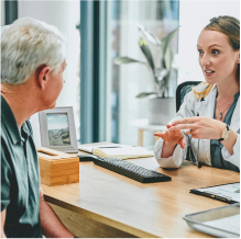 Patient consulting with physician